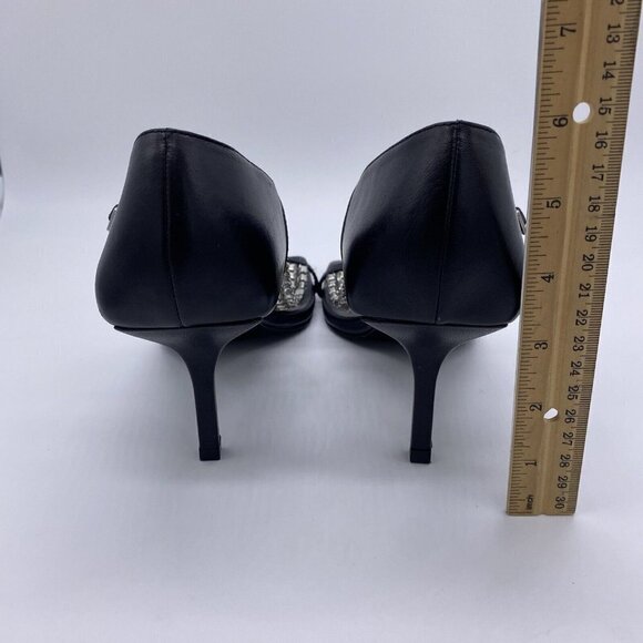 Zara 2020 Cruise Sandals 39 Sparkly Rhinestone Black Leather Square Toe Heels - Picture 14 of 16